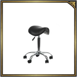 Faux-leather cosmetic stool with casters